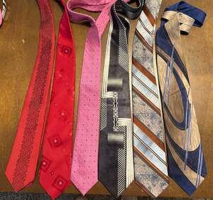 Assorted Lot of 6 Vintage Designer and Patterned Men's Neckties
